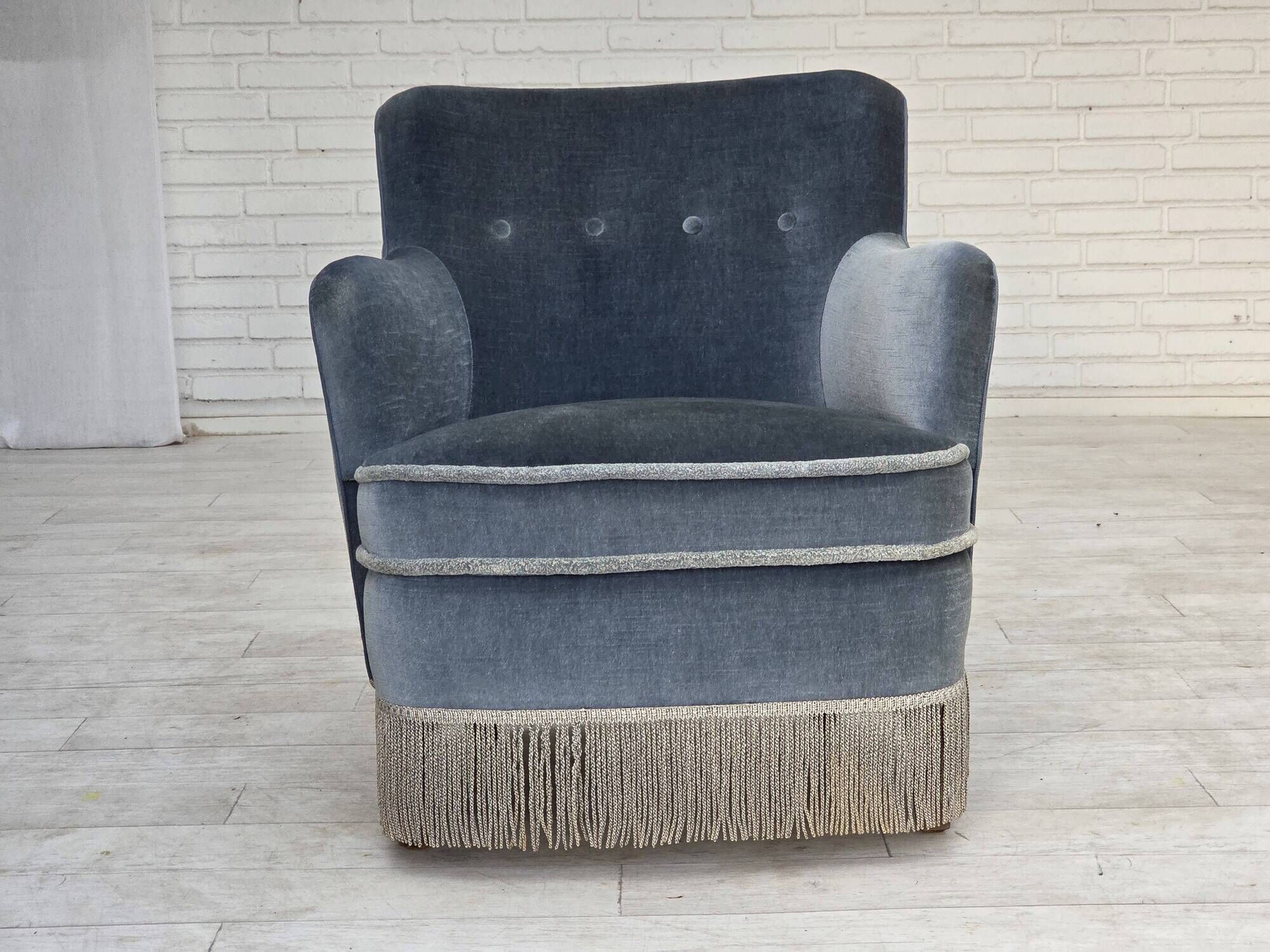 1970s, Danish armchair, furniture velour, beech wood.