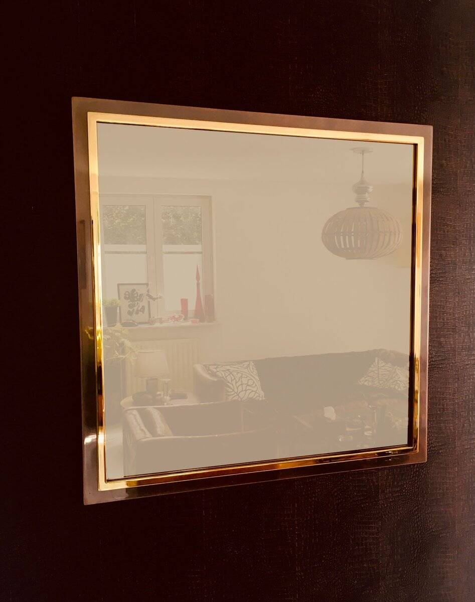 Postmodern Square Bronze Mirror from Belgo Chrom, Belgium, 1980s