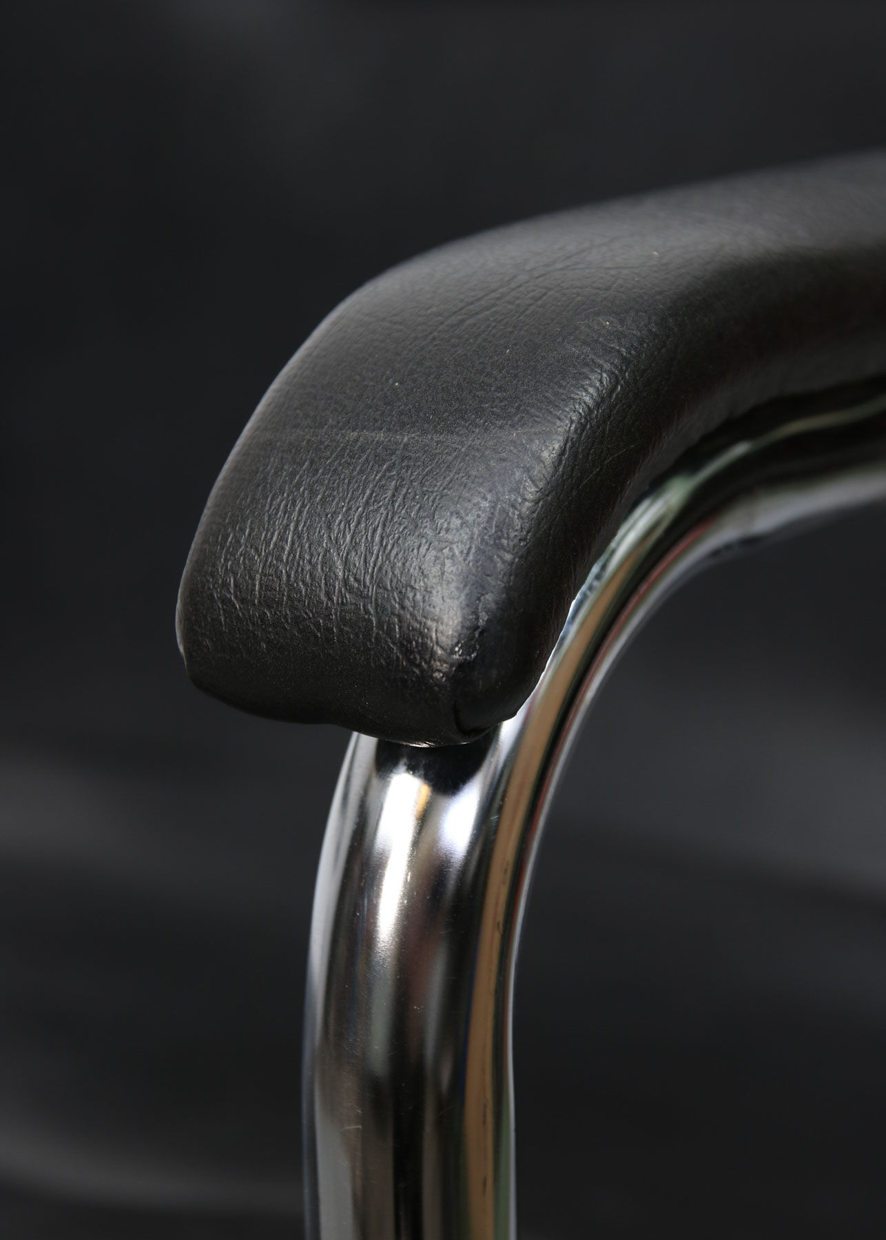 Vintage black leatherette office cantilever chair, 1970s