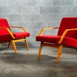 Pair of armchairs red Mier Topolcany 1960