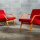 Pair of armchairs red Mier Topolcany 1960