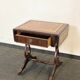 Antique Chesterfield Wing Chair with Stool and English Side Table