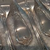 12 silver plated cake forks, Ercuis LXV 29, 14.4cm