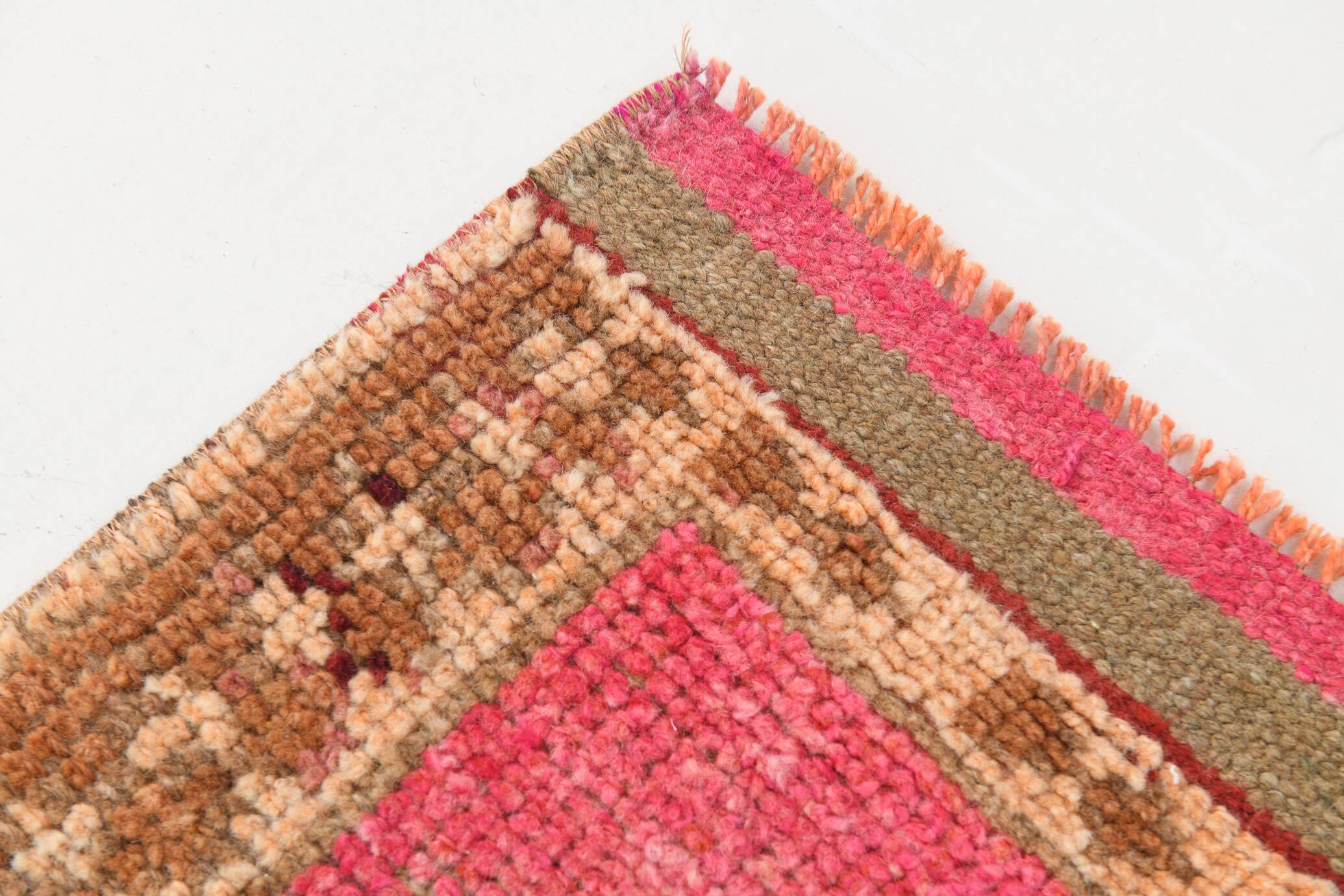 3x11 Faded Pink & Brown Vintage Runner Rug,