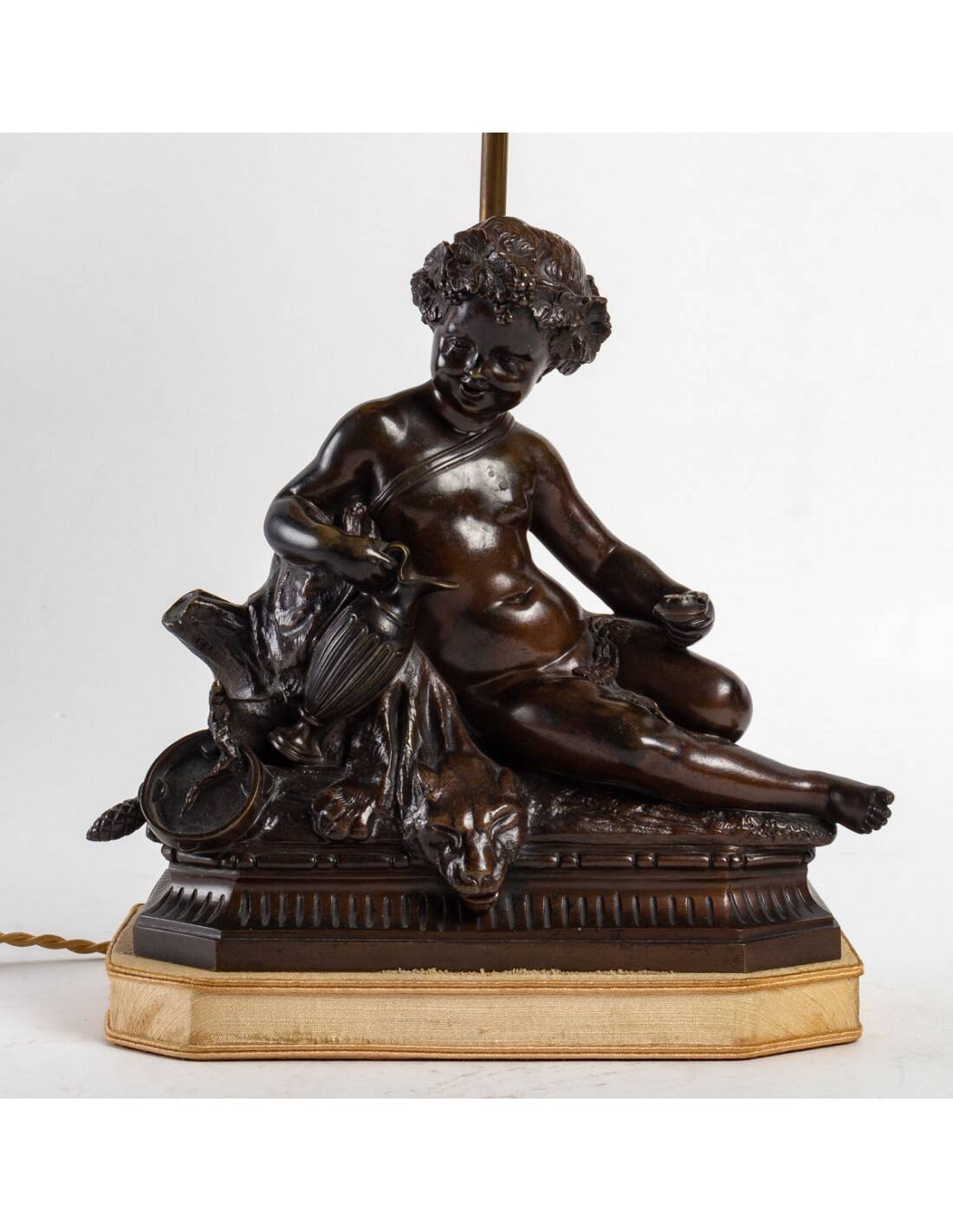 Table lamp, bronze with brown patina, 19th century