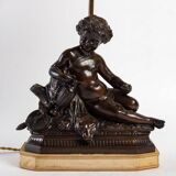 Table lamp, bronze with brown patina, 19th century