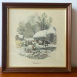Set of 4 framed antique prints - 4 seasons