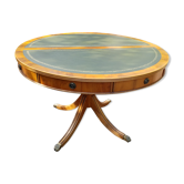 Leather pedestal table