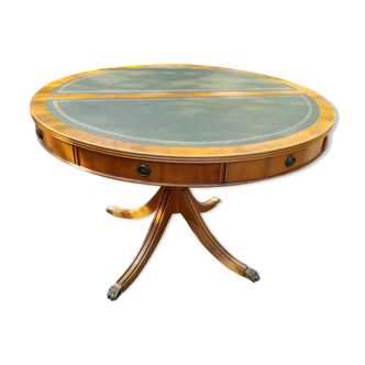 Leather pedestal table