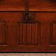 Oak bench chest with incorporated panels and gothic elements