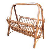 Vintage magazine rack in rattan and bamboo