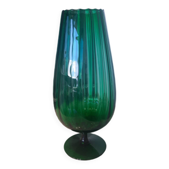 Vase coupe sur pied cristal empoli vintage