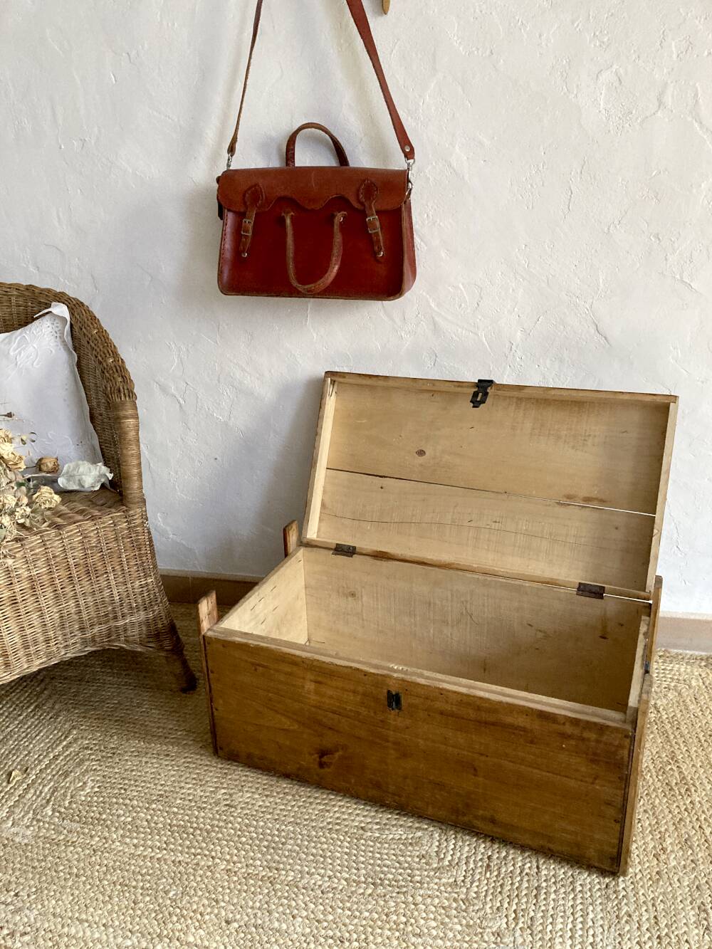 Malle de voyage en bois, années 1930