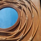 Round rattan mirror