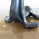 Lamp " black sea lion " white opaline ball 70s