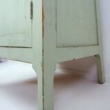 Vintage Green patinated wood Pedestal Cabinet Storage