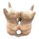 Pre-columbian style terracotta sculpture dancing fat dogs from colima mexico culture