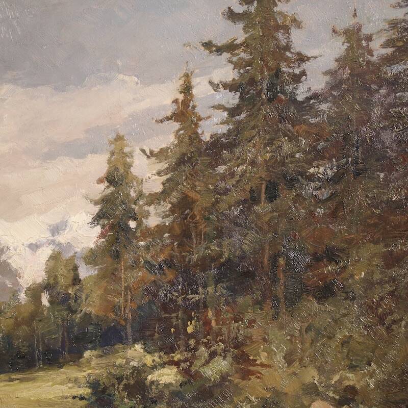 Italian landscape painting signed Giuseppe Gheduzzi from the 20th century
