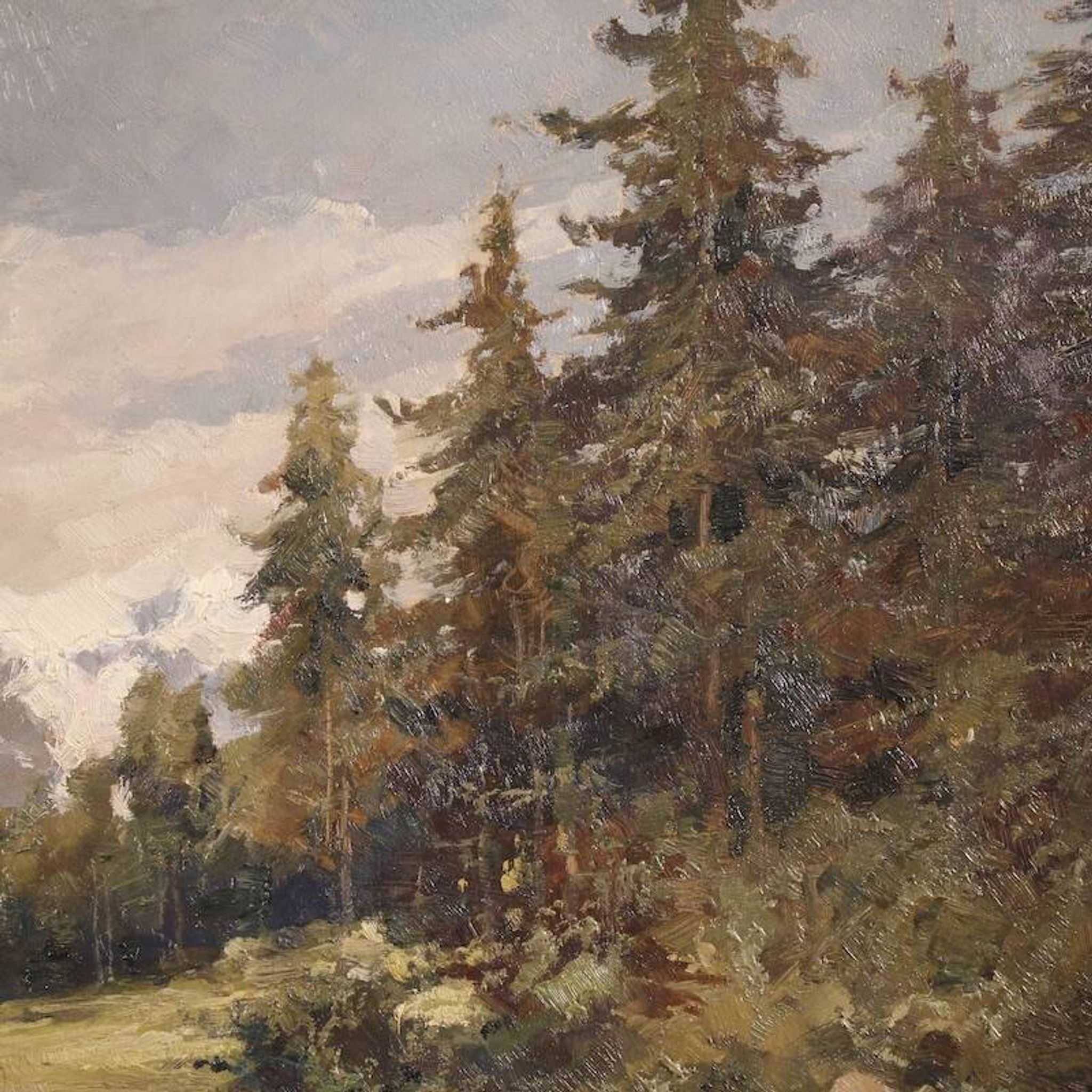 Italian landscape painting signed Giuseppe Gheduzzi from the 20th century