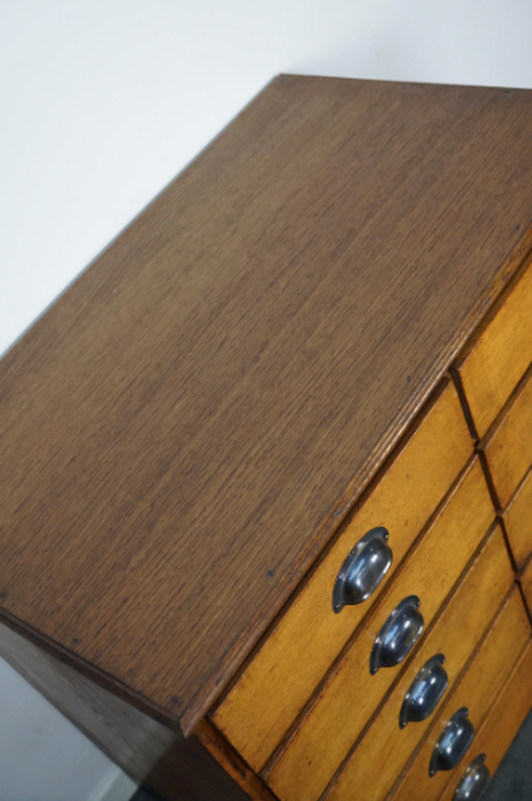 Apothecary cabinet or bank of drawers in oak and German pine mid-twentieth century