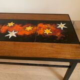 Table basse en teck et pierre de lave