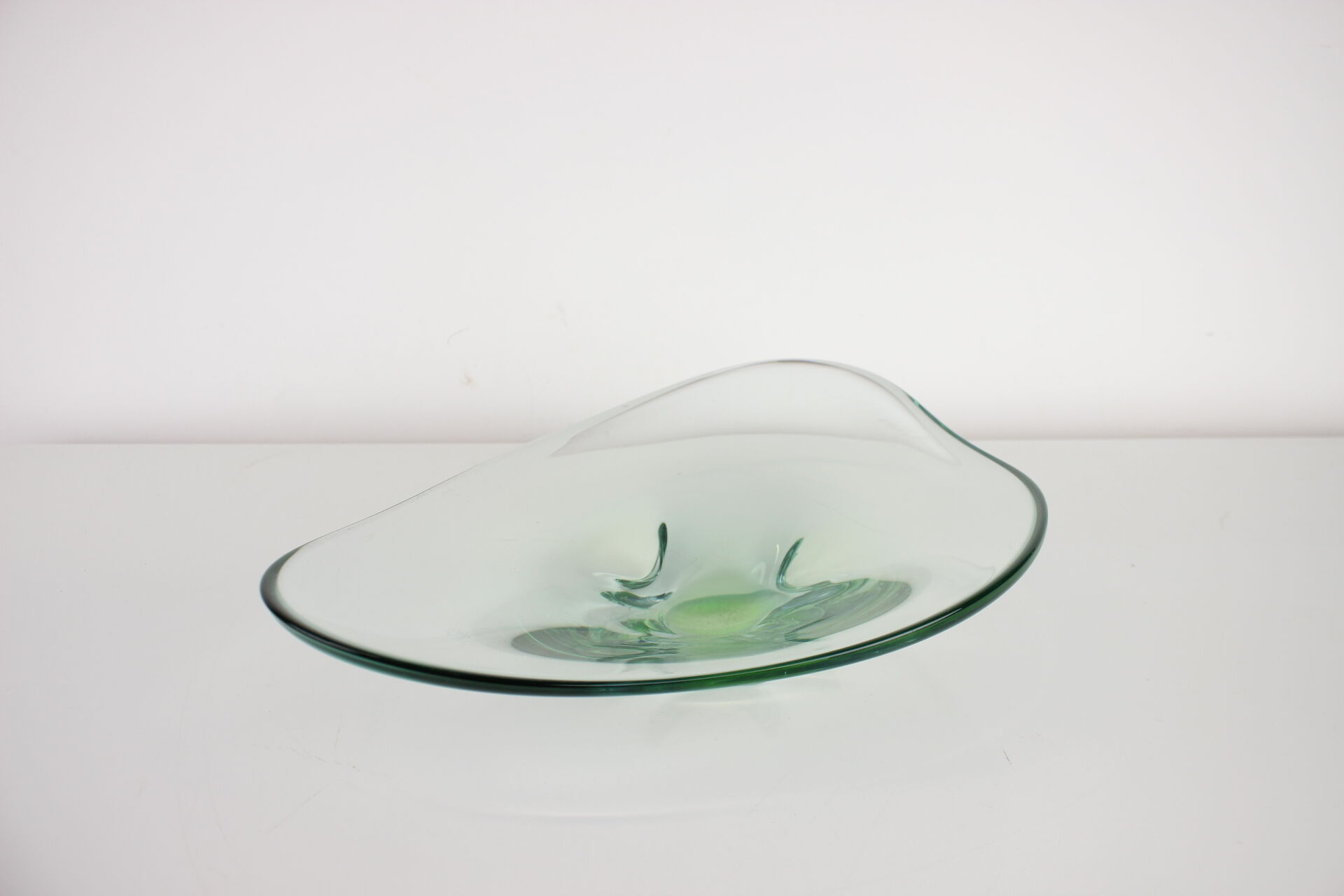 Mid-century art glass big bowl by zelezno borske sklo, 1960's