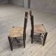 Pair of rustic country mountain straw chairs, old 1950s