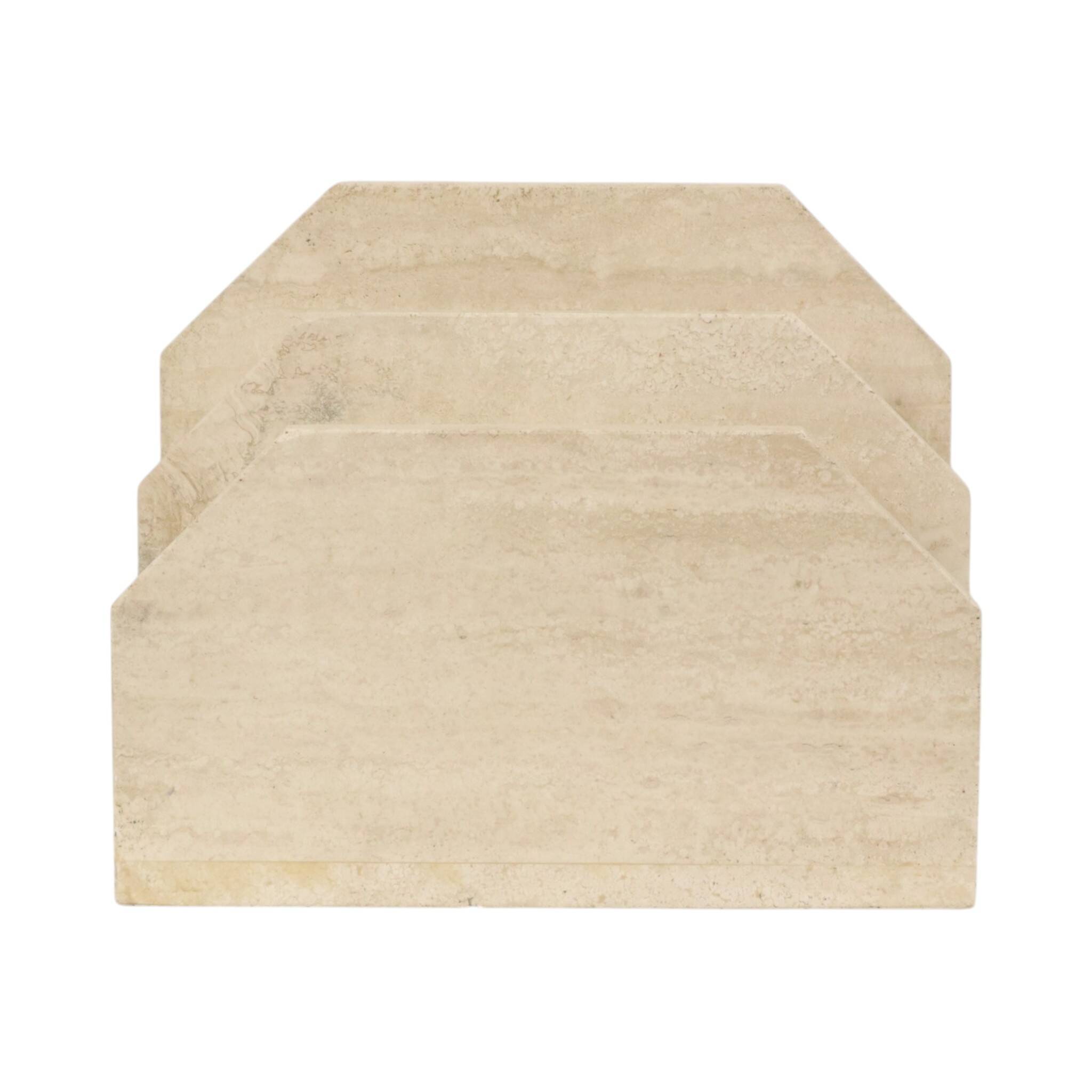 Vintage Travertine Natural Stone Magazine Rack – 1970s
