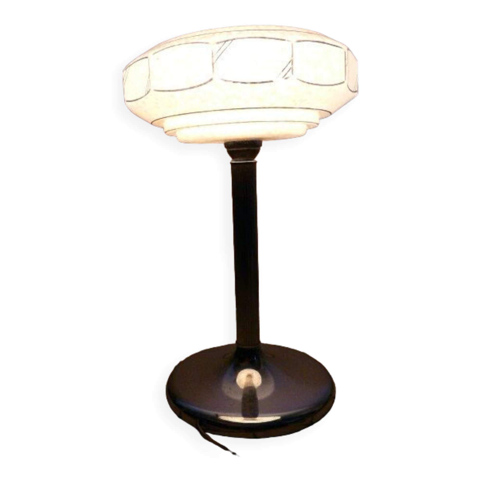 Vintage chrome lamp and globe tulip glass Clichy