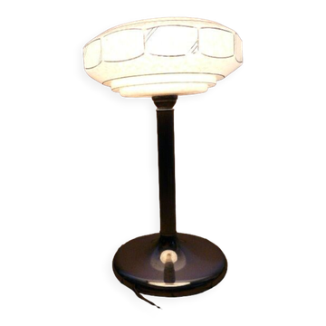 Vintage chrome lamp and globe tulip glass Clichy