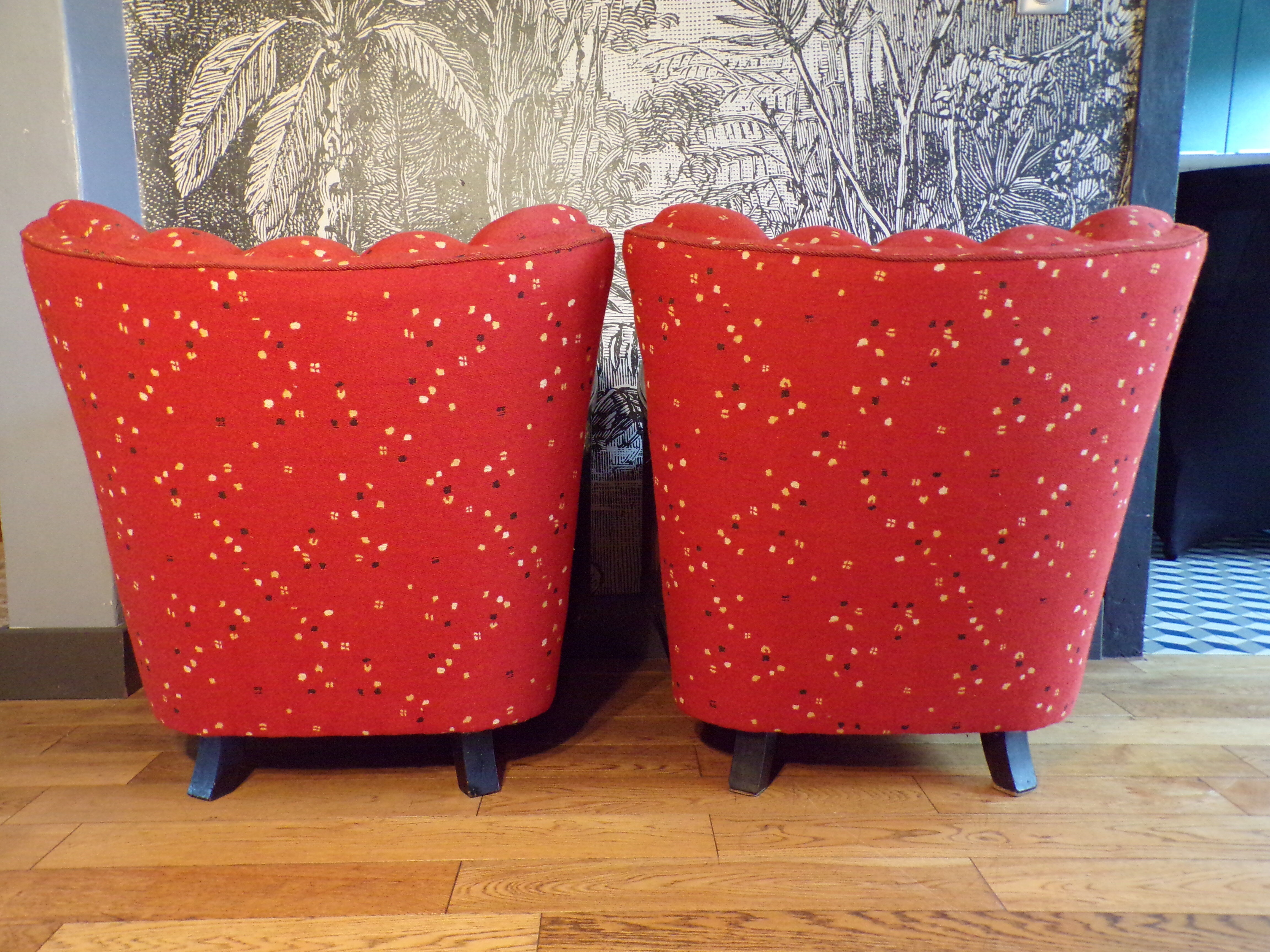 Pair of padded art deco armchairs