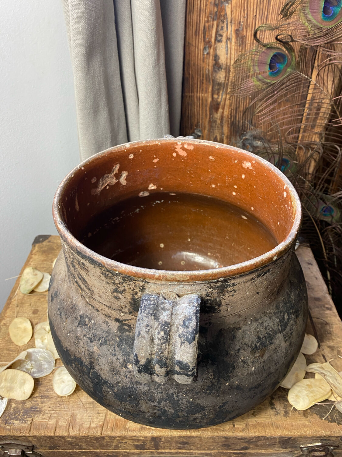 Antique terracotta pot with handles Vallauris