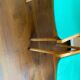 Lot de deux fauteuils Bridge Skaï pieds compas. Fauteuils scandinave vintage.