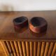 Organic modern set of 2 wood ashtrays, France 1970s