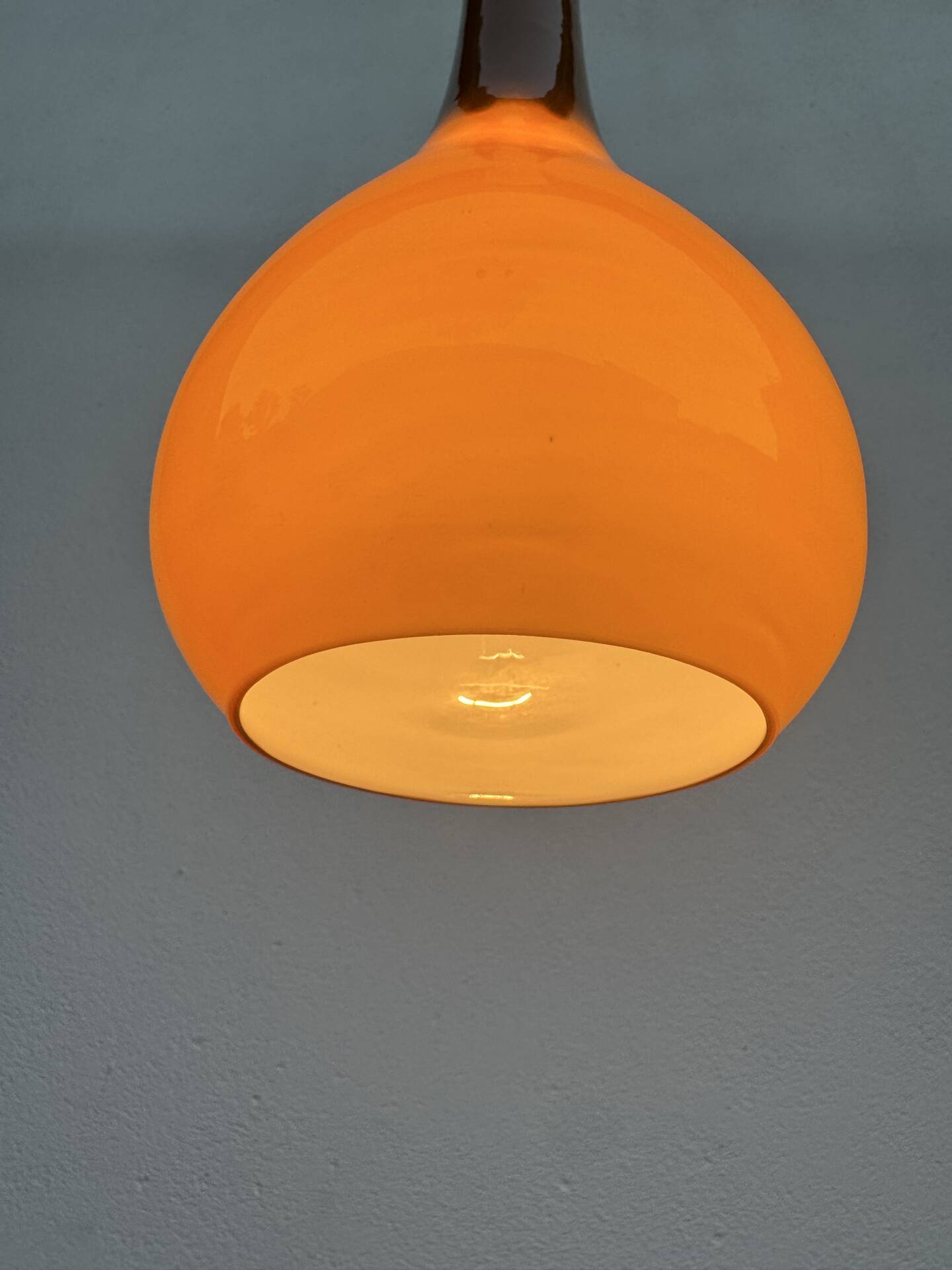 Amber opaline drop pendant from the 1970s
