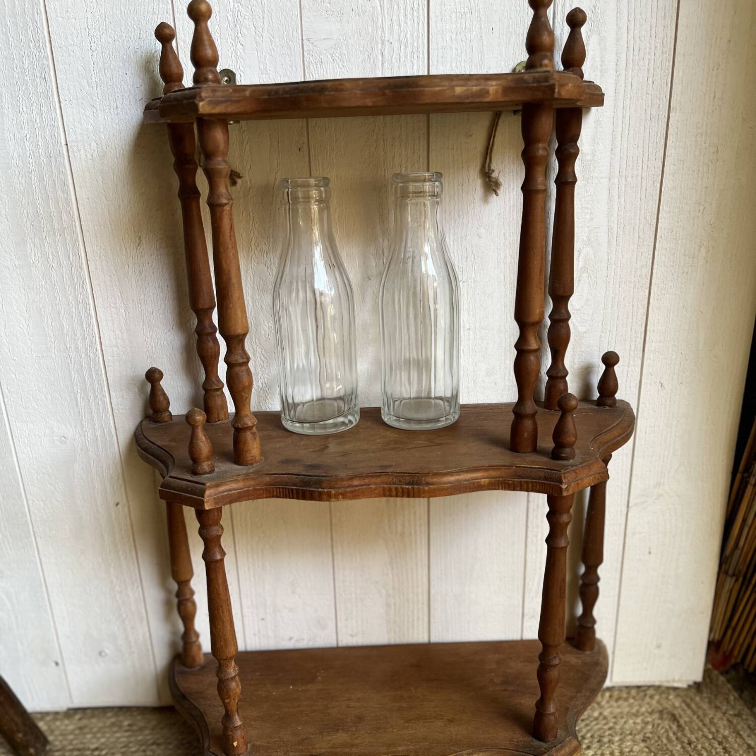 Turned wooden shelf