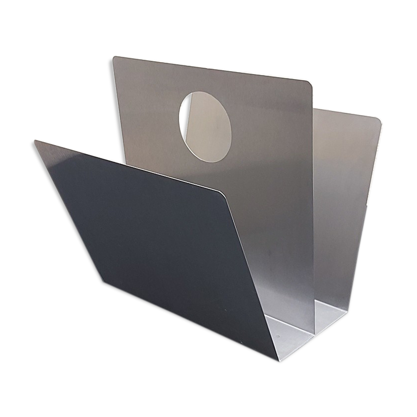 70s brushed steel magazine rack