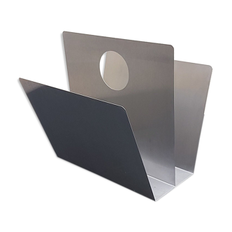 70s brushed steel magazine rack