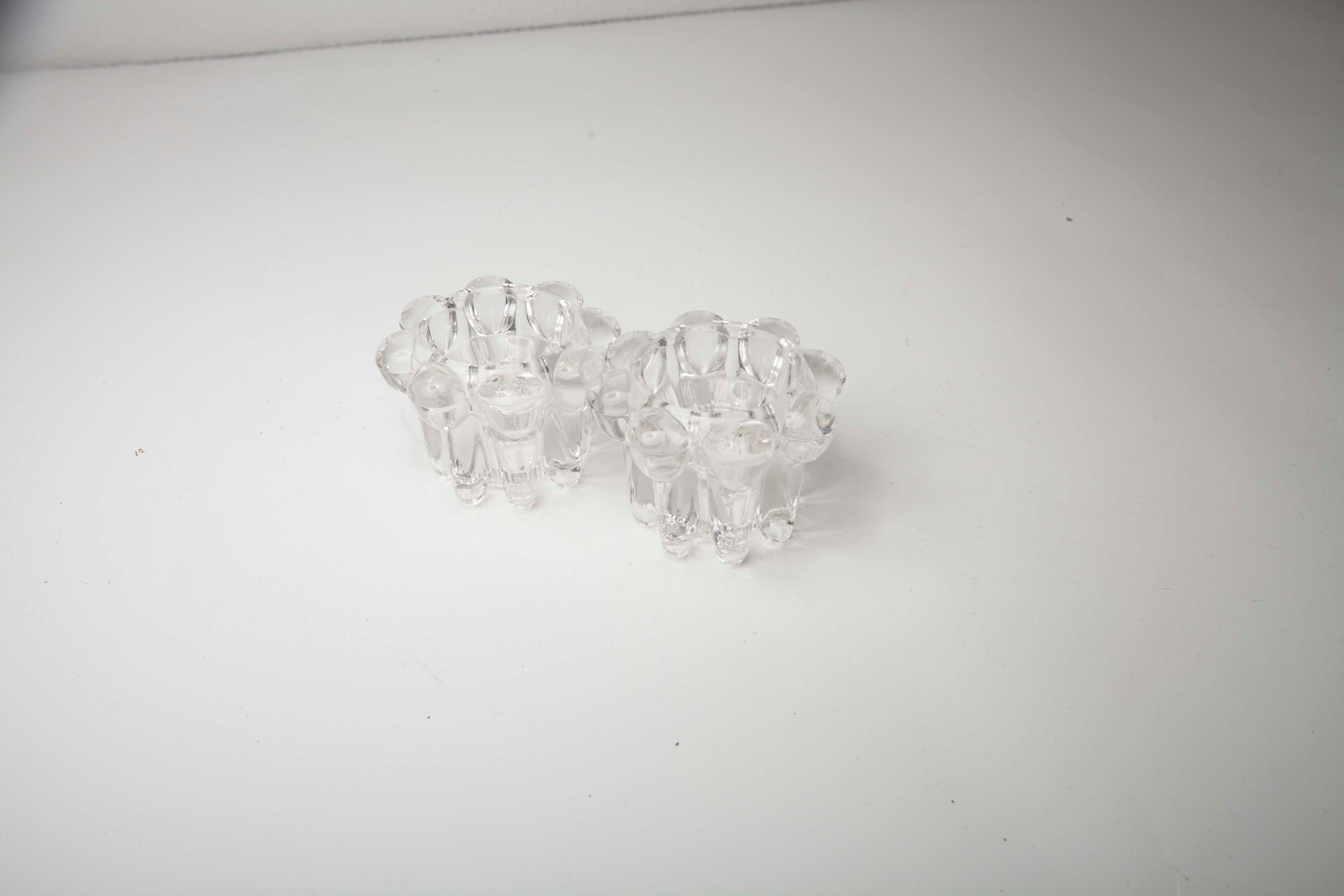 Paire de bougeoir transparent 60s