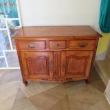 Rustic buffet in Louis XV-Regency style, dovetailed, cherry wood finish, solid wood.