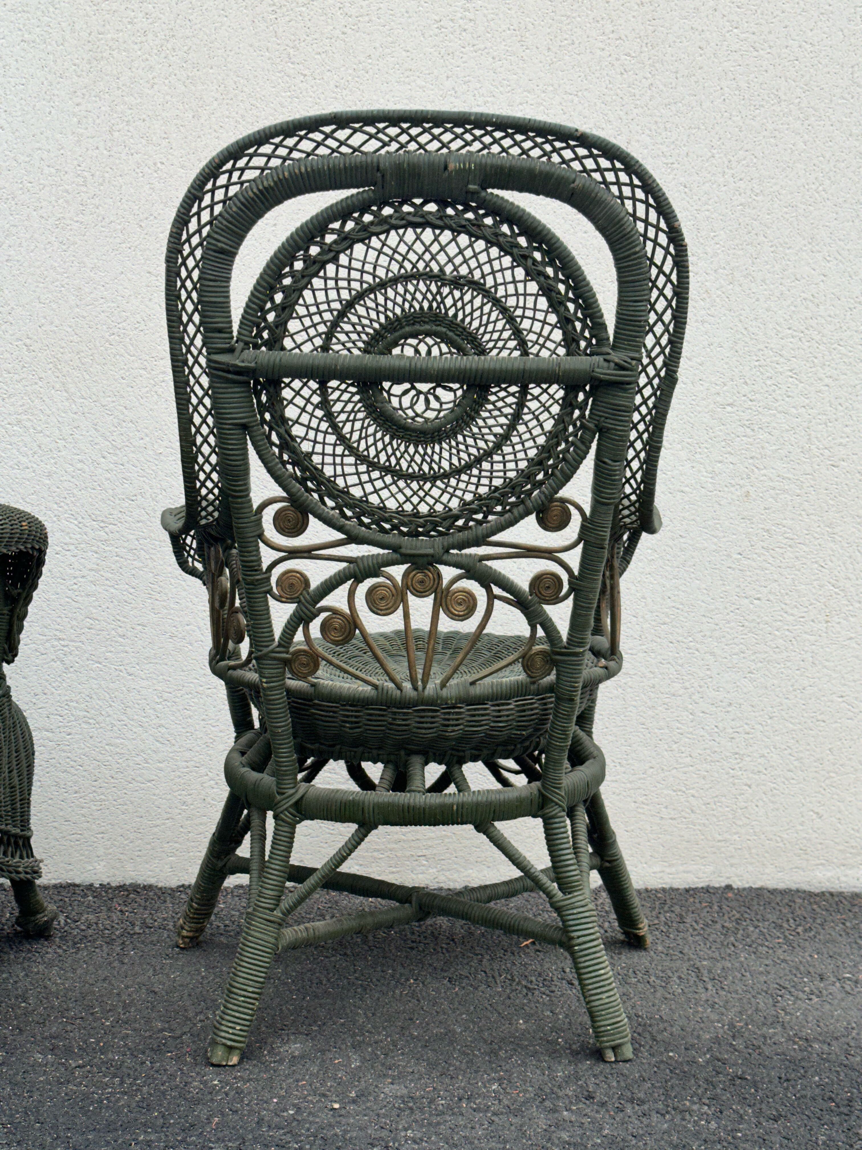 Perret & Vibert pair of ornate rattan armchairs, circa 1890