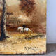 Romantic landscape with horses, oil on canvas signed R Bizet.