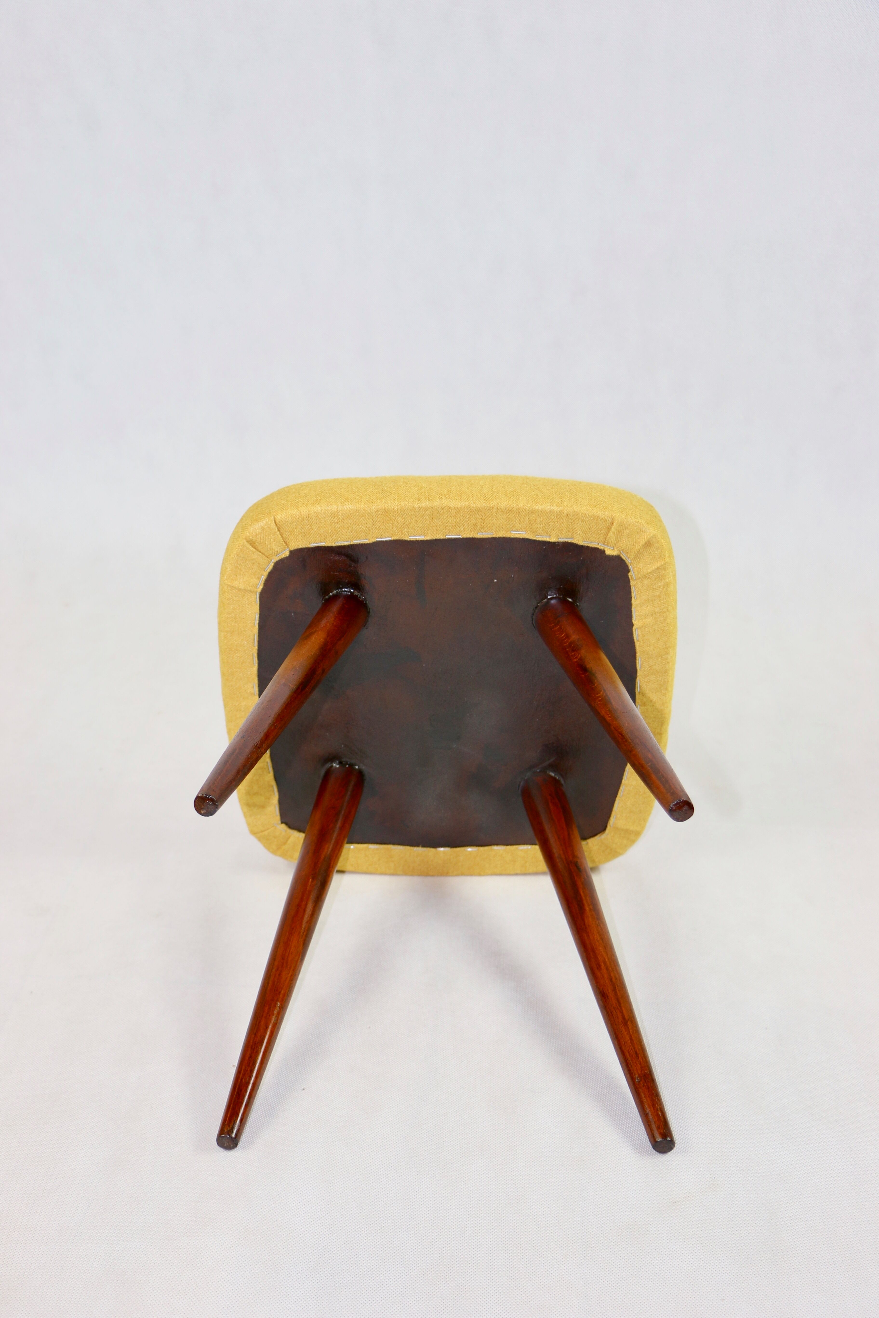 Vintage Yellow Tweed Stool, 1970s