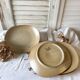 Lot grès et céramique – 2 vases vintage & 4 assiettes en grès spiralé