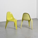Pair of yellow fiberglass tripod chairs by Walter Frey, circa 1968