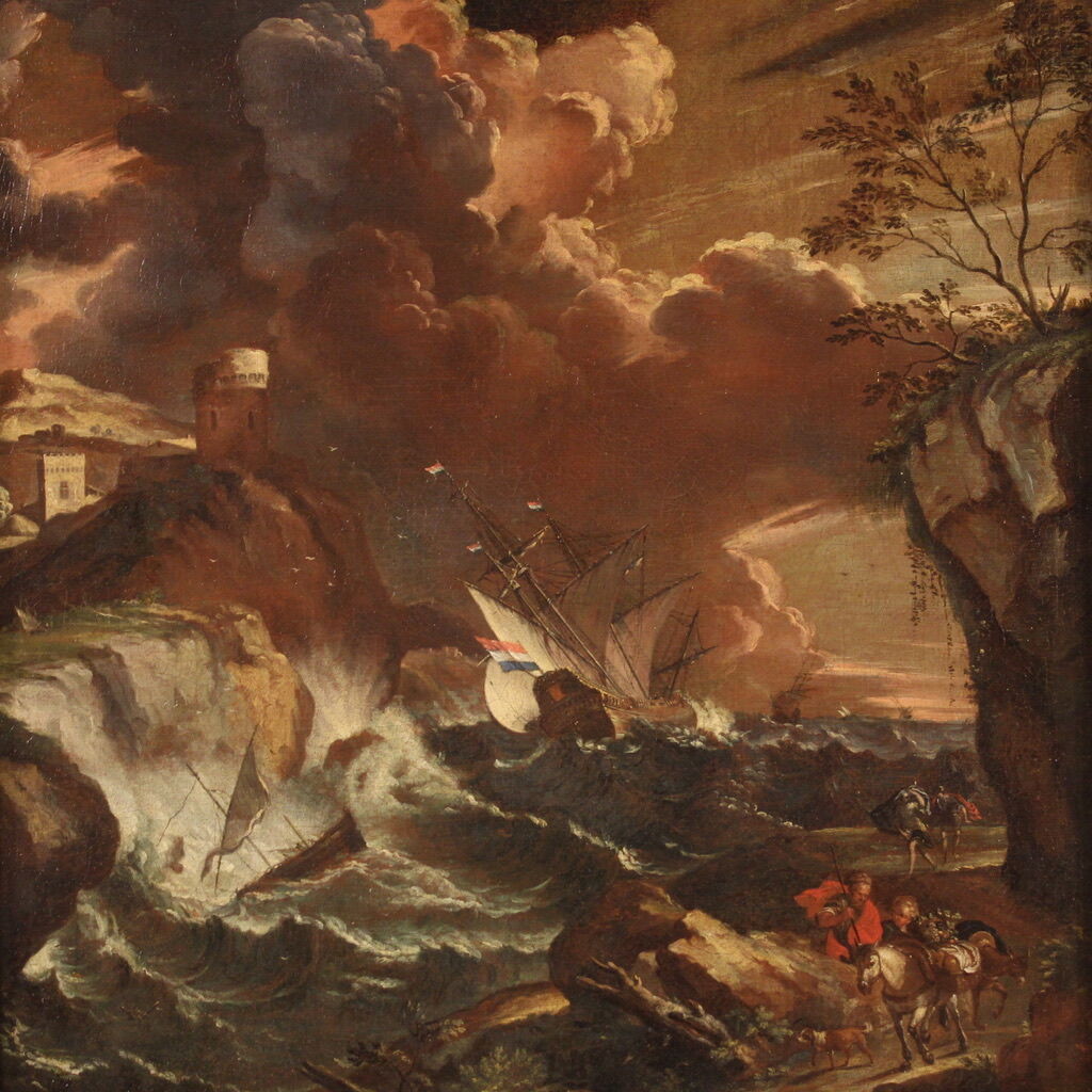 Antique 17th century Flemish seascape