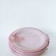 Lot de 6 assiettes en barbotine rose modèle "Poisson", Faïencerie de Pornic "Mélusine", 1970