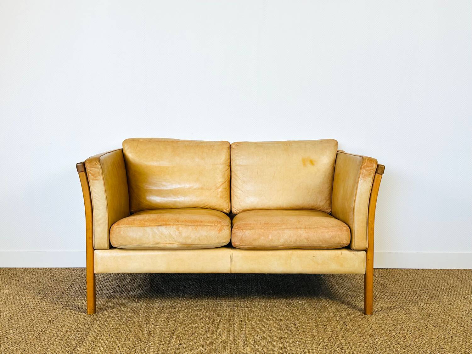 Canapé scandinave vintage en cuir Stoby 1960