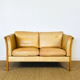 Vintage Scandinavian leather sofa Stoby 1960