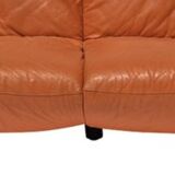 Orange leather 2-seater sofa